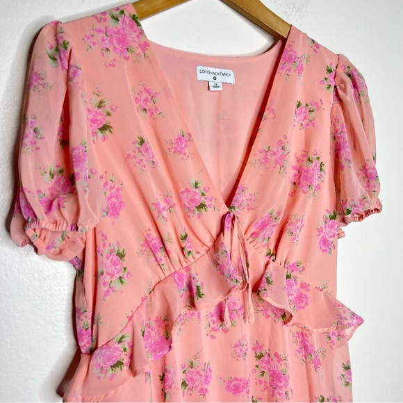 LoveShackFancy x Target Fleur MIDI Dress Sz 12 Floral V-Neck - Picture 6 of 8